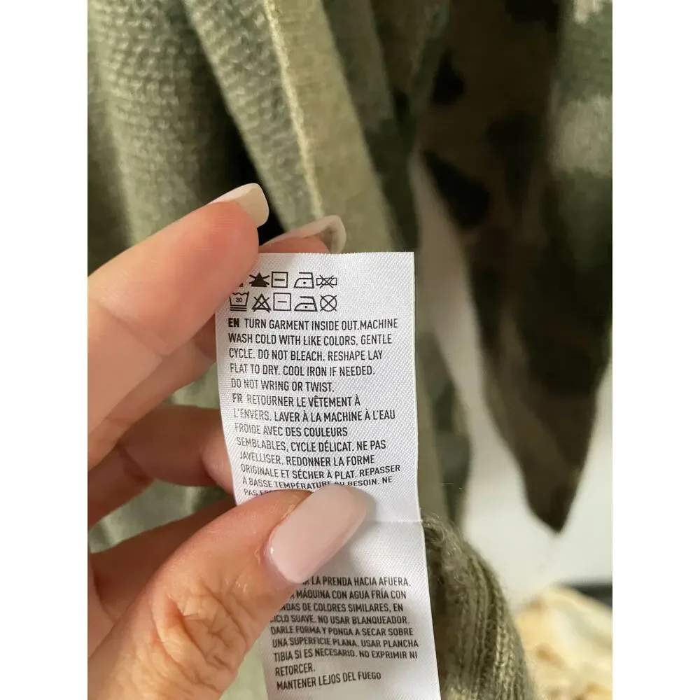 American Eagle Camouflage Oversized Long Open Front Cardigan Army Green Size XS